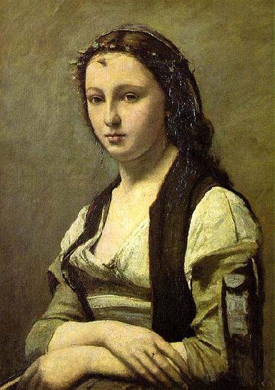 Jean Baptiste Camille  Corot Woman with a Pearl Spain oil painting art